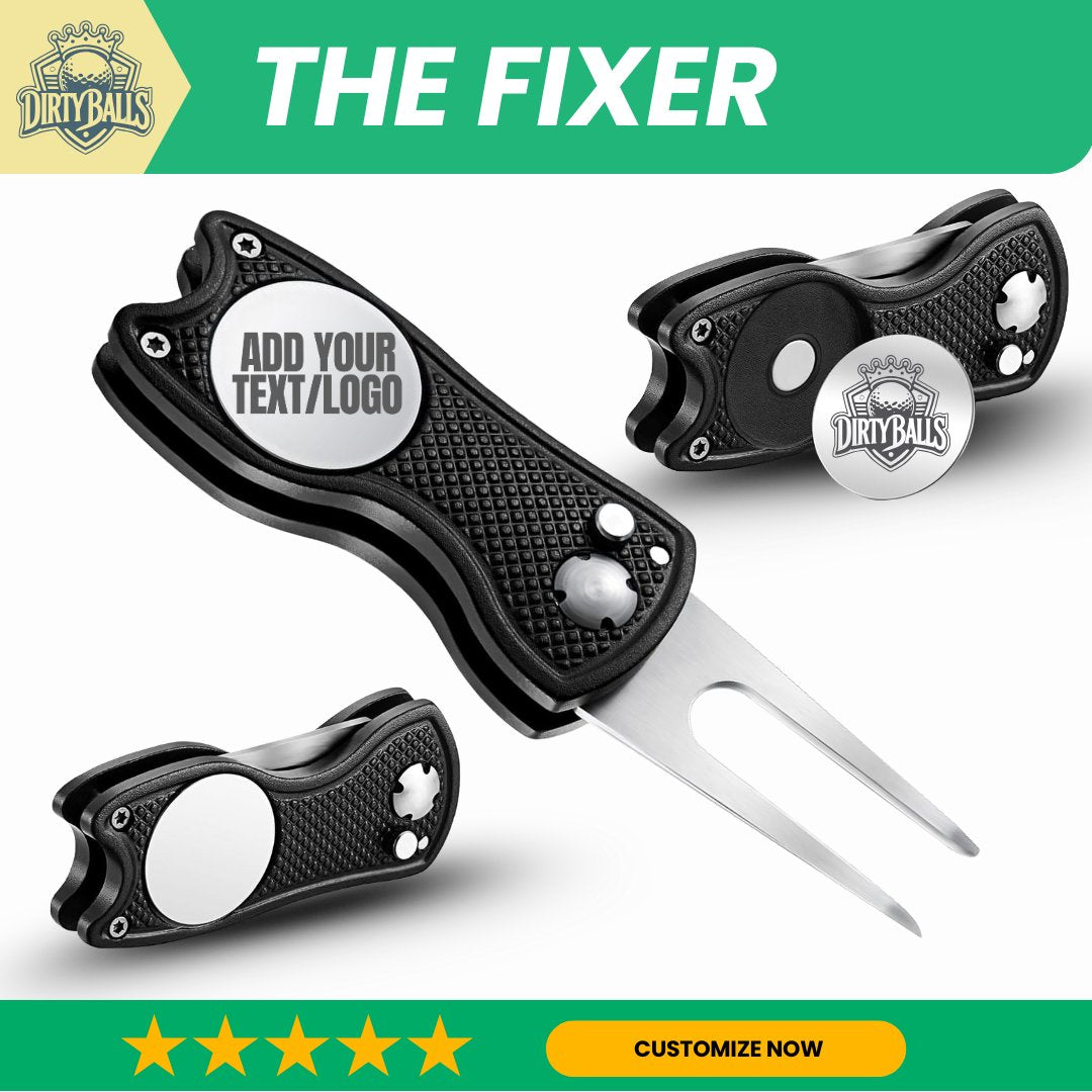 The Fixer – All-Metal Divot Tool w/Switchblade-Style Fork, Custom Magnetic Ball Marker & Club Grip Saver – Customized Golf Accessories Gift – Built to Dirty The Greens, Not Break 'Em