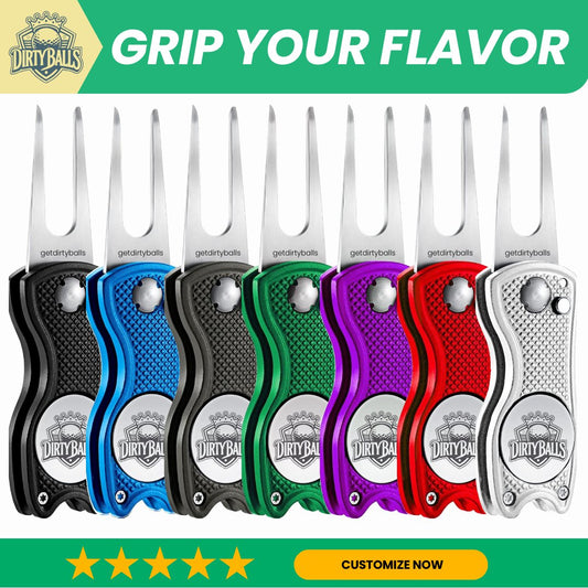 The Fixer – All-Metal Divot Tool w/Switchblade-Style Fork, Custom Magnetic Ball Marker & Club Grip Saver – Customized Golf Accessories Gift – Built to Dirty The Greens, Not Break 'Em