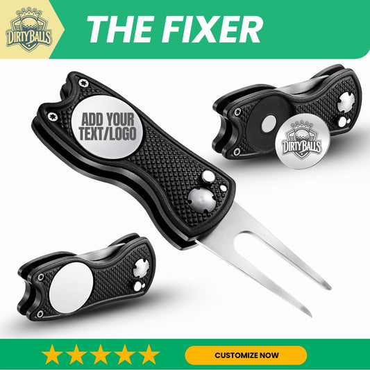 The Fixer – All-Metal Divot Tool w/Switchblade-Style Fork, Custom Magnetic Ball Marker & Club Grip Saver – Customized Golf Accessories Gift – Built to Dirty The Greens, Not Break 'Em